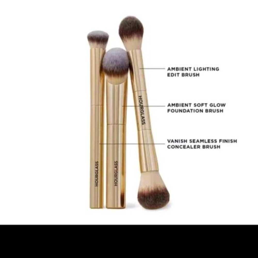 Hourglass Gold Makeup Brush set 3pcs Golden Gragon Case NWT in Original Box - Picture 3 of 9